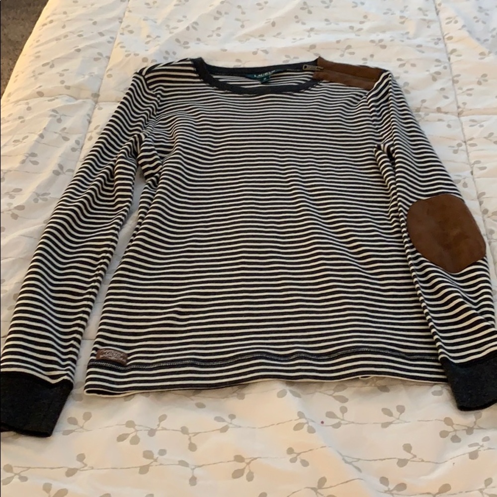 Heather grey and cream striped